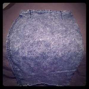 High Waisted Acid Fitted Knee Length Skirt